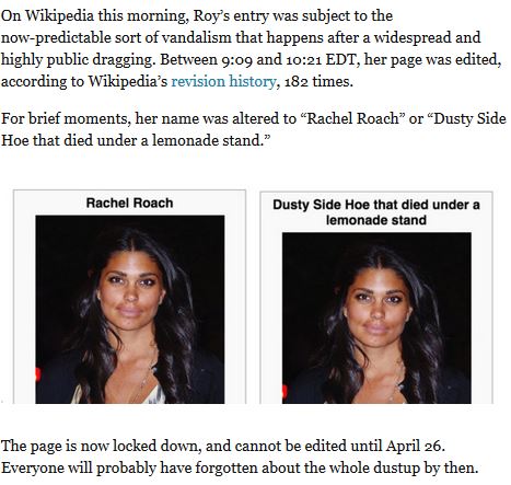 Rachel Roy Altered Wiki Page